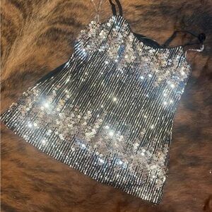 Sequin Black and Silver Women's Top